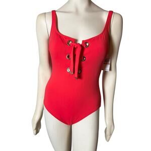 Michael Kors Coral Women's Lace Up One-piece Bathing Suit Size 12 New with Tags